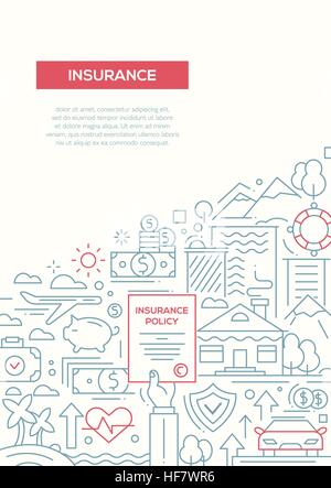 Design Line Insurance Insurance - line design brochure poster template A4 Stock Vector Image ...