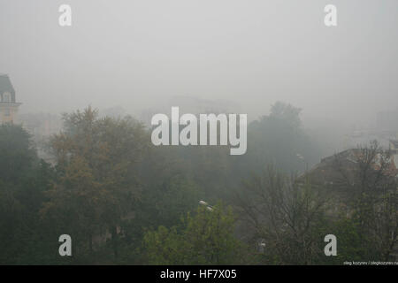 Moscow in smoke from forest fires Stock Photo