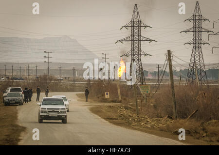 Baku, Azerbaijan. 27th Dec, 2016. Villas suffer as a result of Gas Pipeline Explosion. An explosion took place on the morning of December 27 at the two strands of a gas pipeline with a diameter of 1,000-2,000 mm on the 43rd kilometer of the highway Baku-Alat. After the explosion, a fire broke out, there were no injuries, and work began to extinguish the fire. There are no threats to the nearby residential facilities, according to the Ministry of Emergency Situations. © Aziz Karimov/Pacific Press/Alamy Live News Stock Photo