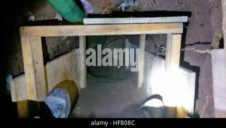 TUCSON, Ariz. – Tucson Sector Border Patrol agents participated in a bi-national inspection of a drainage system beneath the international border of Nogales, near the DeConcini Port of Entry, on Aug. 26 after Mexican officials became suspicious of an opening located in a cemetery in Nogales, Sonora, Mexico. The unfinished tunnel connected Nogales, Sonora, Mexico, with Nogales, Ariz. Photo provided by: U.S. Customs and Border Protection Stock Photo