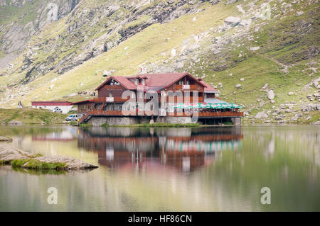 Cabin on Balea Lale in central Romania located at 2,034 m of altitude in the Fagaras Mountains Stock Photo