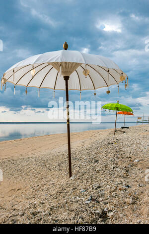 Colorful beach umbrellas on beach, Gili Trawangan, Lombok