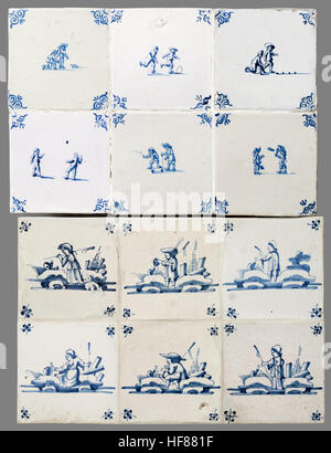 old Dutch tile from the 16th to the 18th century Stock Photo