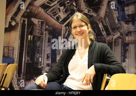 Physicist and CERN researcher Susanne Kuehn, photographed in the meeting room of the control center of the Atlas detector at the European Organization for Nuclear Research 'CERN' in Meyrin, Switzerland, 21 December 2016. Photo: Aleksandra Bakmaz/dpa Stock Photo