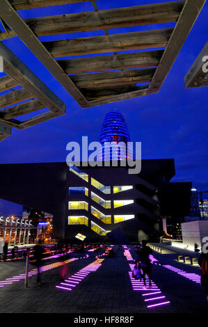 Agbar Tower by Jean Nouvel and Design Museum of Barcelona, Hub, Barcelona. Catalonia, Spain Stock Photo