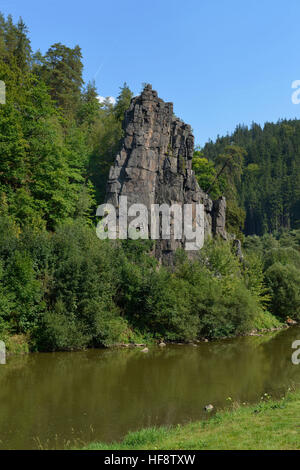 Hans-Heiling-Felsen, Fluss Eger, Tschechien, Hans's Heiling rocks, river Eger, Czechia Stock Photo