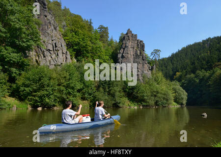 Hans-Heiling-Felsen, Fluss Eger, Tschechien, Hans's Heiling rocks, river Eger, Czechia Stock Photo