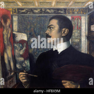 Franz von Stuck (1863-1928), Self-Portrait in the Studio, 1905. Selbstbildnis im Atelier. Stock Photo