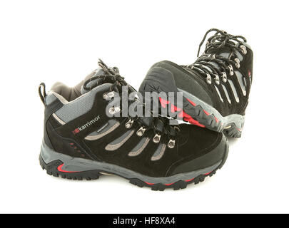 Karrimor hiking boots on a white isolated background. Stock Photo