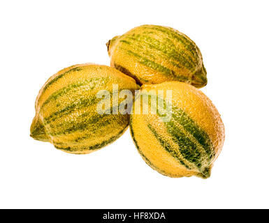 Tiger Lemons Tigerzitronen streifen yellow green aromatic fOOD FRUIT greeen leaf leaves new novelty new breeding striped lemon s Stock Photo
