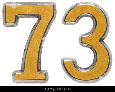 Metal numeral 73, seventy-three, isolated on white background Stock Photo