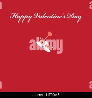 Vector card with ladybug and hearts on a red background Stock Vector