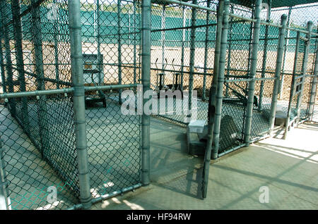 GUANTANAMO BAY, Cuba - Typical exercise and recreational equipment at Joint Task Force Guantanamo includes treadmills, elliptical machines, exercise pads and soccer balls.  Detainees are offered up to 12 hours of exercise per day.  JTF Guantanamo conducts safe and humane care and custody of detained enemy combatants. The JTF conducts interrogation operations to collect strategic intelligence in support of the Global War on Terror and supports law enforcement and war crimes investigations. JTF Guantanamo is committed to the safety and security of American service members and civilians working i Stock Photo