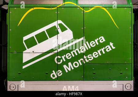 Logo of the Cremallera de Montserrat rack railway. Stock Photo