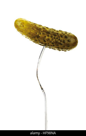 Fork holding pickle Stock Photo