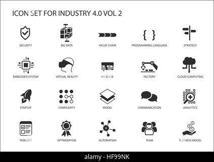 Reusable icon set for industry 4.0 Stock Vector