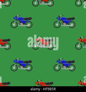 Red Blue Sport Bike Seamless Pattern Stock Vector