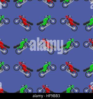 Red Green Sport Bike Seamless Pattern Stock Vector