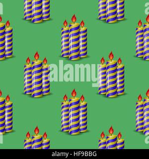 Blue Yellow Wax Candles Seamless Pattern Stock Vector