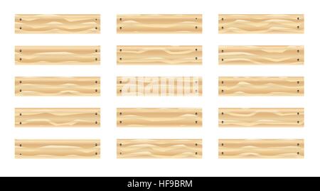 A DIY style icon set with pale wooden planks over white Stock Vector