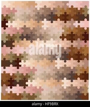 A multi coloured skin tone jigsaw over a white background Stock Vector