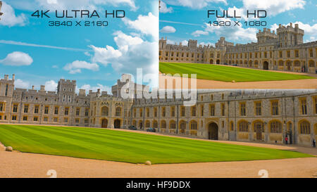 Compare video standards 4K Ultra HD vs Full HD Stock Photo: 129900558