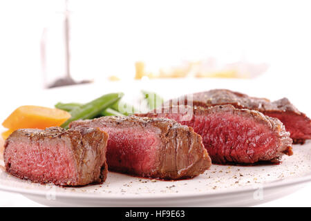 Steak cut into slices Stock Photo