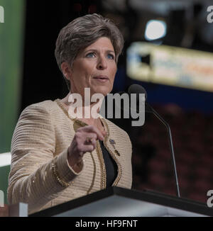 Cleveland, Ohio, USA, 18th July, 2016 Senator Joni Ernst of Iowa addresses the Republican Convention Credit: Mark Reinstein Stock Photo