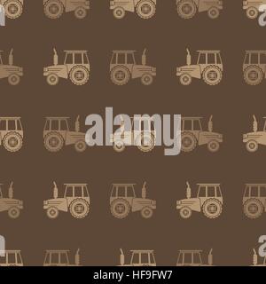 Tractor Icon Seamless Pattern for Farm Stock Vector