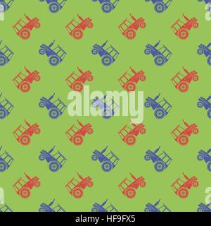 Tractor Icon Seamless Pattern Stock Vector