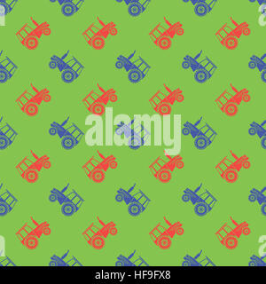 Tractor Icon Seamless Pattern Stock Photo