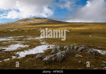Plateau Lago-Naki in Adygea in the Caucasus in the first snow in the autumn Stock Photo