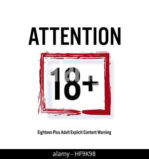 Attention 18 . Red Rectangle. Eighteen Stop Sign. Stock Vector
