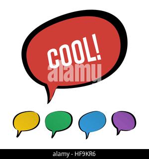 Speech Bubble Icon. Red, Blue, Green Colour. Vector Illustration Stock Vector