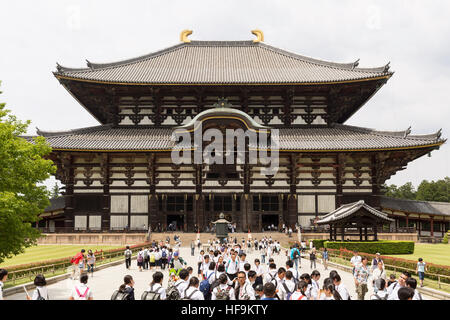 People visiting Todai-ji Temple, Nara, Nara Prefecture, Kansai region of Japan. Stock Photo