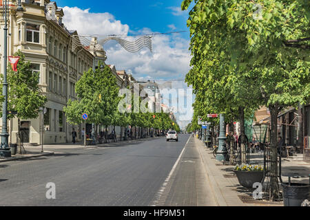Gedimino prospektas (Gediminas Avenue) is a main street in Vilnius, Lithuania, Baltic States, Europe Stock Photo
