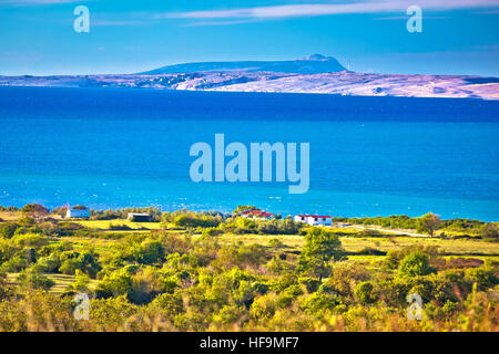 Pag island turquoise sea view, Dalmatia region of Croatia Stock Photo
