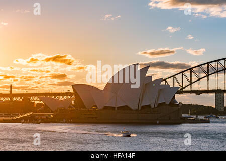 Sydney, city skyline at sunset, Australia Stock Photo