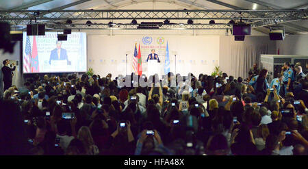 U.S. Secretary of State John Kerry delivers remarks at the 22nd UN Framework Convention on Climate Change Conference of Parties (COP22) in Marrakech, Morocco, on November 16, 2016. Stock Photo