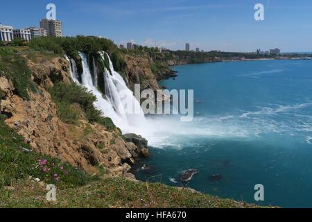 Big Duden Watterfall as seen from he nearby Park in Antalya - Turkey Stock Photo