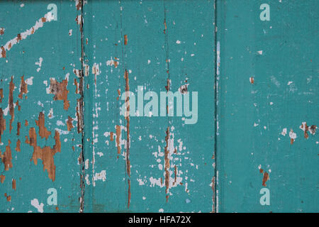 Painted Teal Wall Background made up of several boards Stock Photo