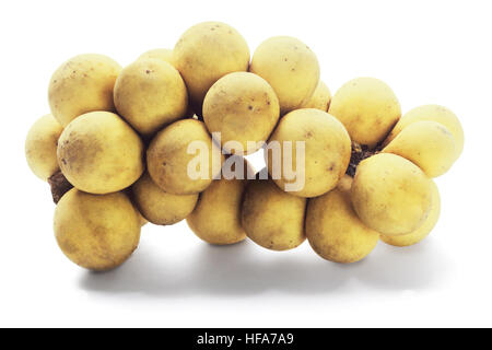 Bunch of Tropical Lanzones Fruit on White Background Stock Photo