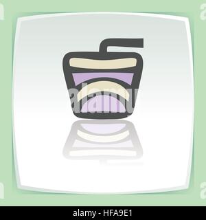 Vector outline drink in a paper cup with a cocktail straw icon on white flat square plate. Elements for mobile concepts and web apps. Modern infograph Stock Vector