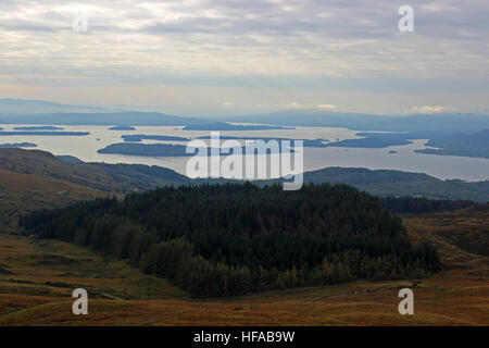 View from Ben Lomond of Loch Lomond, The Trossachs National Park Scotland Stock Photo