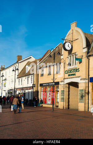 The Cloisters shopping centre in Ely city centre. Stock Photo