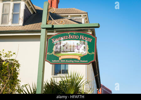 USA Florida St Augustine Ximenez Fatio House sign built 1798 now Boarding House Museum Stock Photo