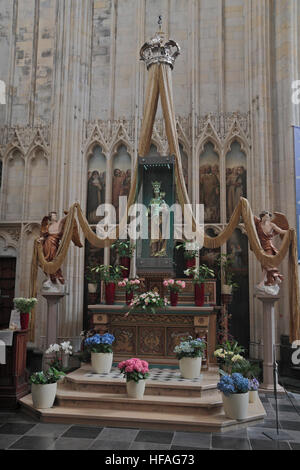 Shrine to the Virgin Mary in the Tongeren Basilica (Onze-Lieve-Vrouwe Basiliek) in Tongeren, Limburg, Belgium. Stock Photo