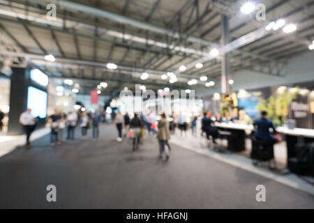 Blurred, defocused background of public event exhibition hall Stock Photo