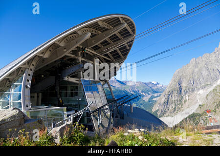 Cabin of new cableway SKYWAY MONTE BIANCO on the Italian side of Mont Blanc,Start from Entreves to Punta Helbronner at 3466 mt, Stock Photo