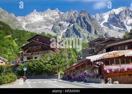 Italian side Mont Blanc summer landscape. Mont Blanc is the highest peak of european Western Alps. Stock Photo